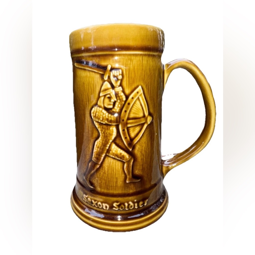 Beer Stein Arthur Wood Saxon Soldier Mug Tankard Made‎ in England Brown/Bronze